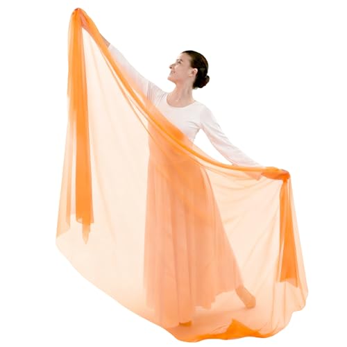 Danzcue Praise Dance Chiffon Solid Color Dance Scarf - color: Orange