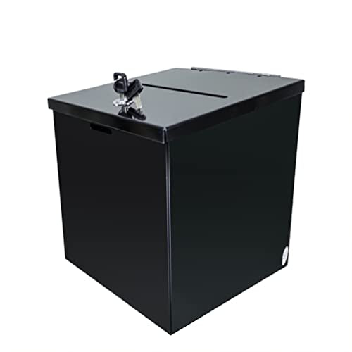 FixtureDisplays® 8X8X9.5" Black Metal Donation Box Collection Tithes Offer Drop Ballot Sharp Edge 10918NEW-BLACK-RIVET-S-SPECIAL-2D