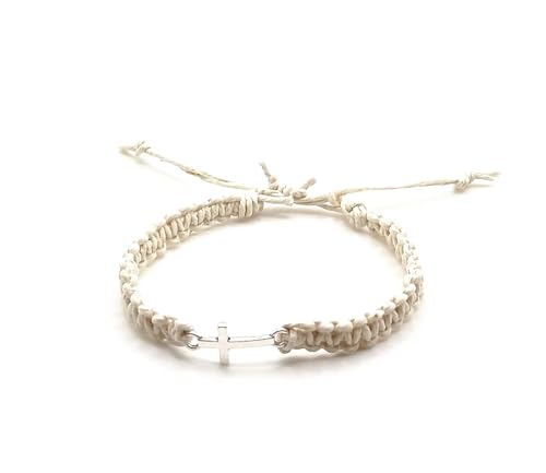 Cross Hemp Bracelet - color: White