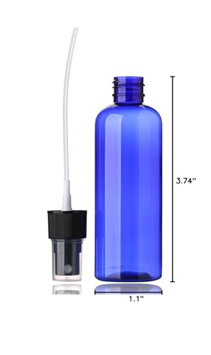 SINIDE Empty Spray Bottles 100 ml/3.4 oz, Blue Plastic Fine Mist Mini Travel Bottle Set, Portable Refillable Makeup Sprayer Containers for Perfume, Liquids, Aromatherapy, Cleaning Solution (4 Pack) - color: 100 ML 4 Pack (Blue)