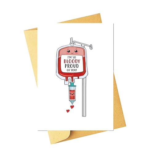 Medical Card Gift for Nurse Doctor Pharmacy, Nurse Graduation Cards, Funny Medical School Graduation Cards Gift, I'm So Bloody Proud Of You - color: WZ-02
