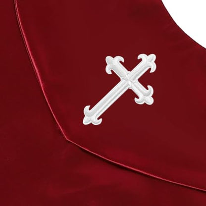 Unisex V-Shape Church Choir Stole with Cross for Adults Church - color: Maroon, size: White Cross