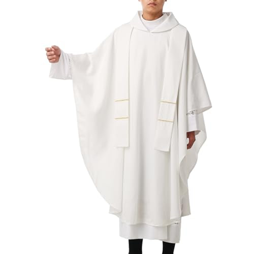 BLESSUME Hope/Spirit Church Priests Solid Chasuble Mass Vestments - color: White-flat Collar