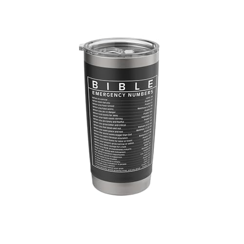 Bible Emergency Hotline Numbers Bible Verse Scripture Gift Stainless Steel Insulated Tumbler - color: Black