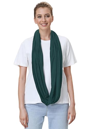 Lina & Lily Premium Modal Jersey Knit Women's Infinity Scarf Loop Lightweight - color: Dark Green