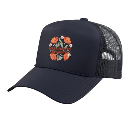 Christian Bible Verse Women Faith Make Heaven Crowded Trucker Hat with Adjustable Mesh Back - color: Navy Blue