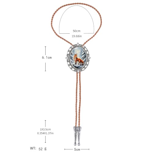 GelConnie Gothic Bolo Tie for Men Women 3D Art Western Cowboy Necktie - color: Fox Snow Bolo Tie