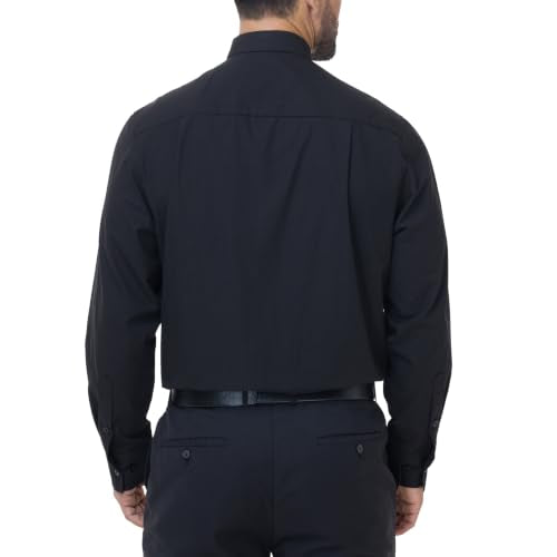 Men's Long Sleeve Clergy Shirt Tab Collar - color: Black, size: Medium