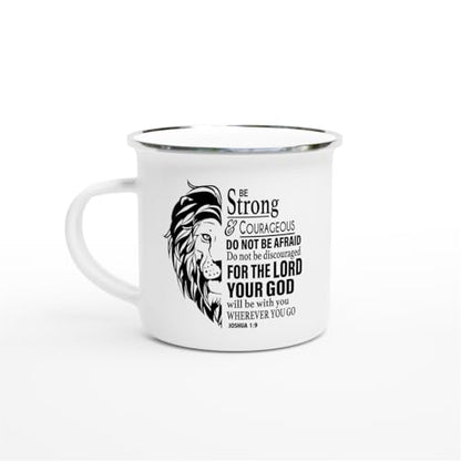 Christian Gifts Lion Ceramic Coffee Mug. Microwave and Dishwasher-safe Inspirational Scripture Coffee and Tea Mug for Men and Women with Bible Verse: Strong & Courageous – Joshua 1:9 - 12oz Enamel Cup - size: 12 Ounces