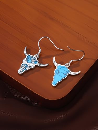 Dorunmo 925 Sterling Silver Mustard Seeds Dangle Earrings for Women Mountains Earrings Hypoallergenic Christmas Jewelry Gifts for Women - style: Bull Skull