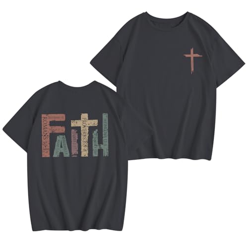 Jesus Shirt for Girls Christian Faith Tshirts Kids Cute Bible Verse Graphic Tees Inspirational God Religious Clothes - color: Deep Gray, size: 11-12 Years