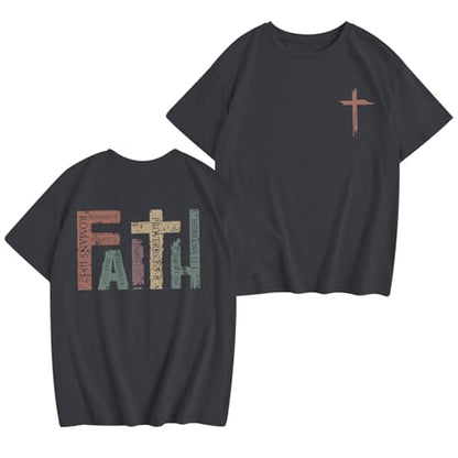 Jesus Shirt for Girls Christian Faith Tshirts Kids Cute Bible Verse Graphic Tees Inspirational God Religious Clothes - color: Deep Gray, size: 11-12 Years