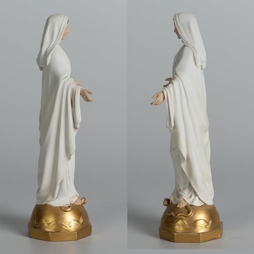 BC Catholic Our Lady of Grace Statue, 7" H Holy Mother Virgin Mary Figure, Religious Gfit of Home Decor, Handpainted Renaissance Sculpture Purity & Grace Collection from Buildclassic (Gold &White) - color: Our Lady of Grace