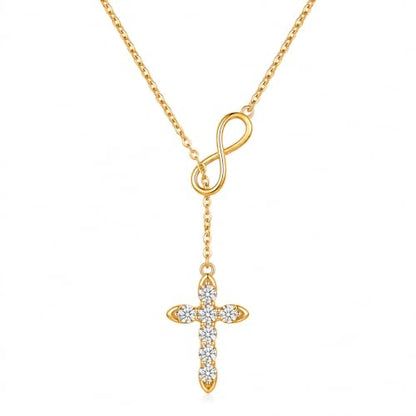 Cross Necklace 18k Gold Plated Christian Faith Jewelry Gift for Women - color: Infinity-Gold