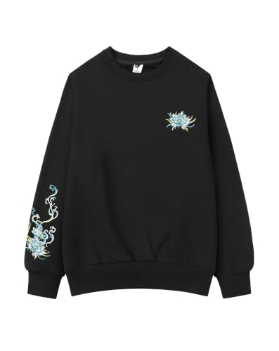 Niepce Inc Men's Embroidered Graphic Crewneck Sweatshirt - color: Black-blue Kirin, size: Large