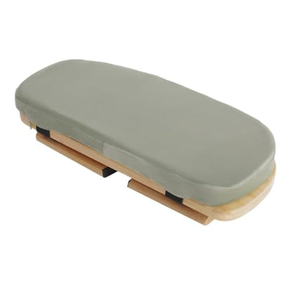 Bamboo Meditation Bench with Cushion, Folding Kneeling Meditation Bench, Portable Kneeling Chair for Kneeling or Sitting, 396.83lbs Load Max (Green) - color: Green