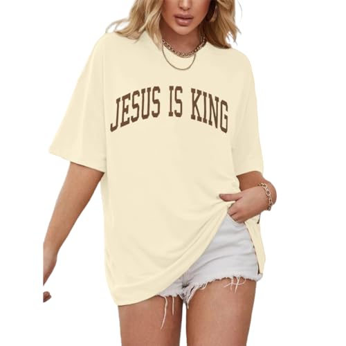 Christian Shirt Women Oversized Jesus Tshirt Jesus Love You Shirts Jesus Faith Tops Bible Verse Inspirational Tee - color: Apricot, size: Small