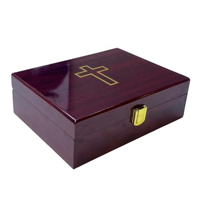 Portable Communion Service Set With Hard Case, 6 Communion Glasses Cups, Tin Bread Container, 100ml Juice Container, Anointing Oil Bottle, Great Catholic Gift for Ordination