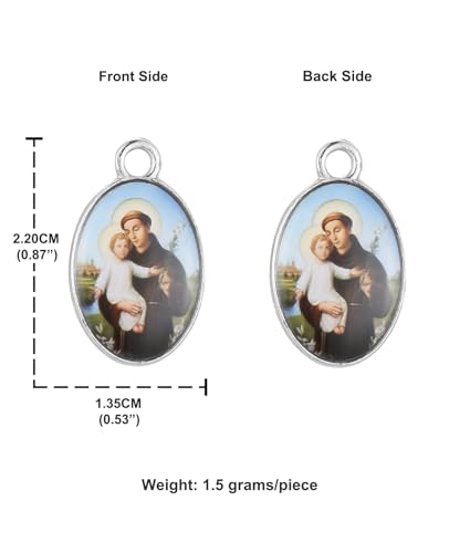 COTTVOTT Saint Therese of Lisieux/Saint Mother Teresa of Calcutta/Divine Mercy Jesus/Mater Dolorosa Patron Saint Medal Charm Pendant for DIY Rosary Necklace Bracelet Jewelry Making Part - color: 30pcs-Enamel Saint.Joseph