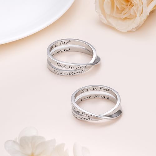 YinShan 925 Sterling Silver Inspirational Ring I am Enough Rings/God Grant Me The Serenity/Always Remember You Are Braver for Women Girls Size 6-9 - style: God is First