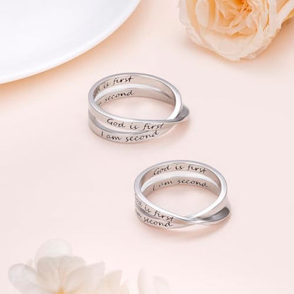 YinShan 925 Sterling Silver Inspirational Ring I am Enough Rings/God Grant Me The Serenity/Always Remember You Are Braver for Women Girls Size 6-9 - style: God is First