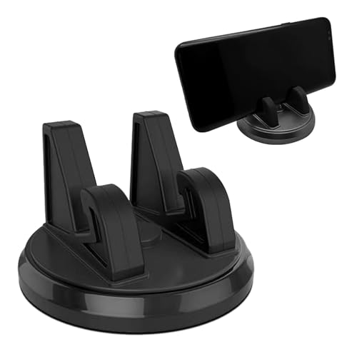 Dashboard Phone Holder, Vertical Horizontal Angle Adjustable Bump Proof Desktop Dashboard Navigation Phone Silicone Center Console Holder for Most Cars (Black)