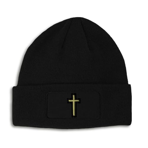Patch Beanie Chaplain Cross Jesus God Christian Faith Skull Cap Hats for Men & Women Winter One Size - color: Black Design Only