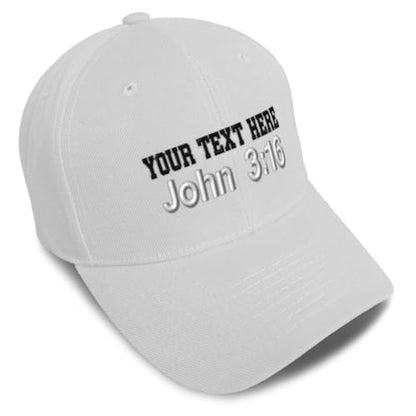 Baseball Caps for Men & Women Embroidered John 3:16 Jesus Christ Christian God Ladies & Men Baseball Hats - color: White Personalized Text Here