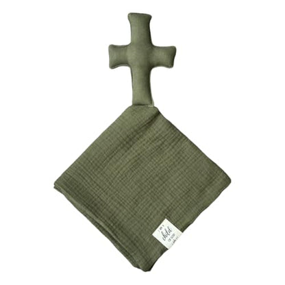 Cross Lovey, Cross Security Blanket, Christian Lovey, Christian Baby Gift, Baptism Gift, Easter Gift, Newborn Baby Gift, Blessing Blanket, Christian Gift (Olive) - color: Olive