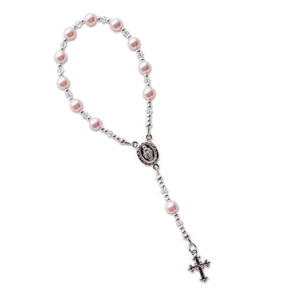 Precious Pieces Baby First Rosary .925 Silver or 14K Gold-Plated - color: Pink-SILVER