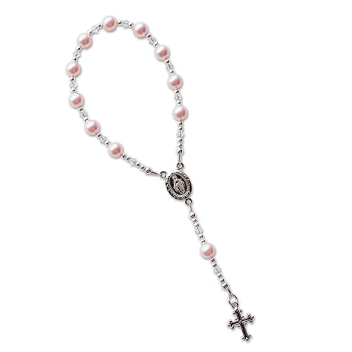 Precious Pieces Baby First Rosary .925 Silver or 14K Gold-Plated - color: Pink-SILVER