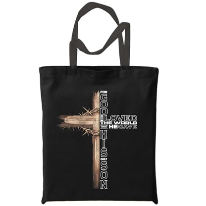 Chicimln Christian Goose Tote Bag, off to Praise the Lord Bible Verse Canvas Tote Bags - color: Black 01