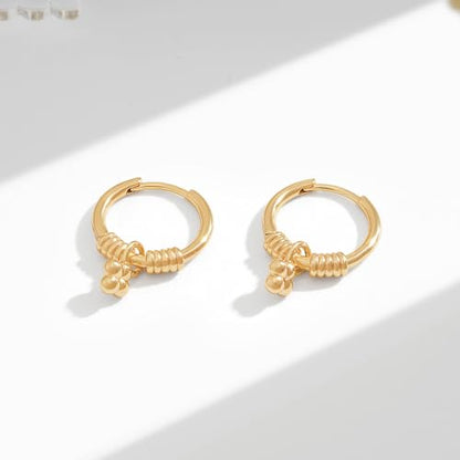 VACRONA Gold Heart Hoop Earrings Huggie Earrings for Women 14k Gold Plated Small Hoops Earrings - color: Beads GD