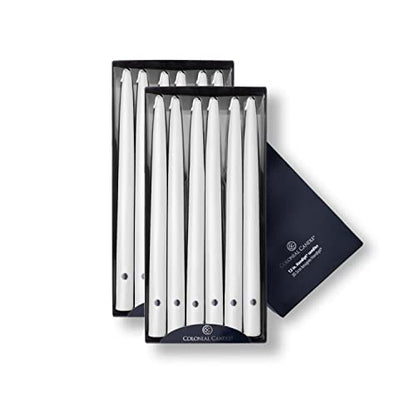 Colonial Candle Unscented Taper Candle, Handipt Collection, White, 12 In, Pack of 12 - Up to 10 Hours Burn - color: White, size: 12 In, style: Handipt