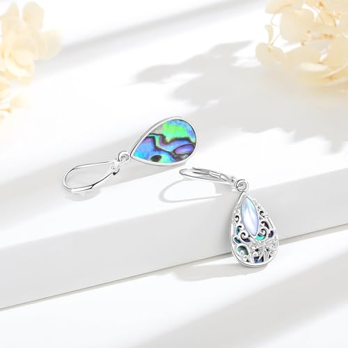 Vito Moonstone Turquoise Drop Earrings for Women, 925 Sterling Silver Hooks - style: Dragonfly