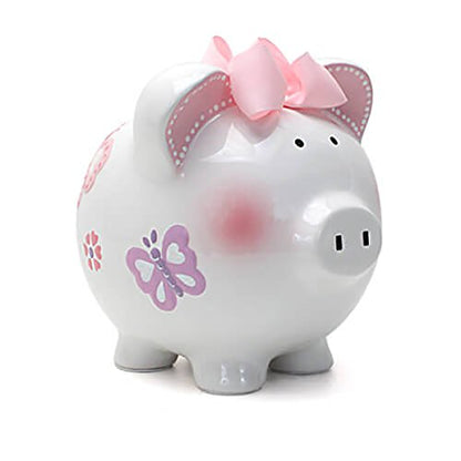 Child to Cherish Ceramic Piggy Bank for Girls, Butterfly - color: Butterfly