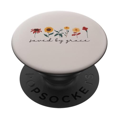Saved By Grace Christian Bible 2:8 Ephesians Wildflowers PopSockets Adhesive PopGrip - style: Adhesive PopGrip