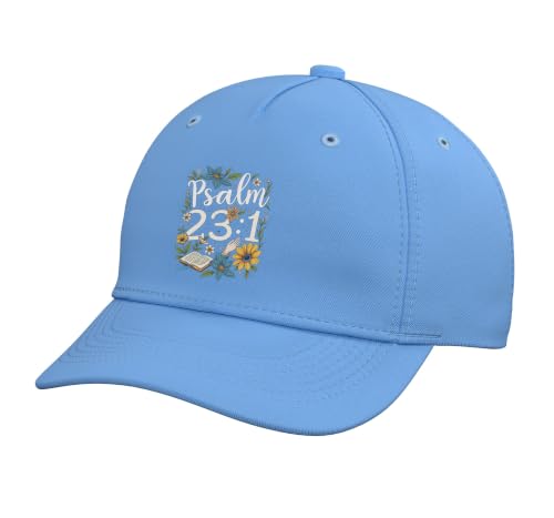 Psalm 23:1 Bible Verse Flowers Christian Women Adjustable Baseball Hat - color: Light Blue