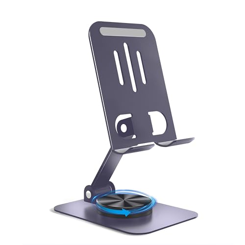 Metal Cell Phone Stand for Desk, Multi-Angel Adjustable 360° Rotation Non-Slip and Foldable Mobile Phone Stand, Compatible with iPhone 18/17 Series and All Smartphones, Gray - color: Gray