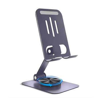 Metal Cell Phone Stand for Desk, Multi-Angel Adjustable 360° Rotation Non-Slip and Foldable Mobile Phone Stand, Compatible with iPhone 18/17 Series and All Smartphones, Gray - color: Gray
