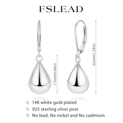 14K Gold Earring Cross Waterdrop Butterfly Heart Knot Earrings for Women Gold Silver Cross Leverback Drop Gold Silver Teardrop Hoop Dangle Earring White Gold Dangle Drop Earring - color: Silver-Waterdrop Leverback Dangle Earring