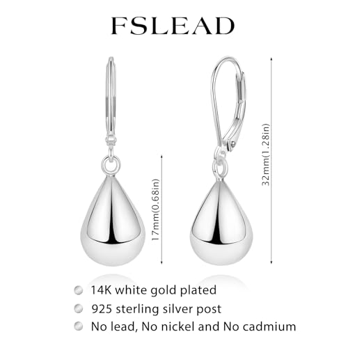 14K Gold Earring Cross Waterdrop Butterfly Heart Knot Earrings for Women Gold Silver Cross Leverback Drop Gold Silver Teardrop Hoop Dangle Earring White Gold Dangle Drop Earring - color: Silver-Waterdrop Leverback Dangle Earring