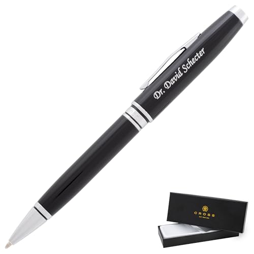 Cross Coventry Personalized Ballpoint Pen in Black Lacquer with Chrome Trim - color: Black