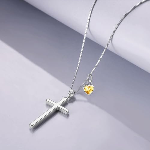 POPLYKE Cross Necklace 925 Sterling Silver Philippians 4:13 I Can Do All The Things Inspirational Necklace Gifts for Women Men 20+2'' - color: silver-11 November