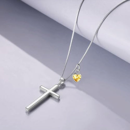 POPLYKE Cross Necklace 925 Sterling Silver Philippians 4:13 I Can Do All The Things Inspirational Necklace Gifts for Women Men 20+2'' - color: silver-11 November