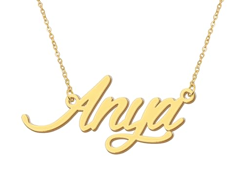 Aoloshow Personalized Name Necklace Custom Any Name Necklaces Jewelry for Womens New Mom Bridesmaid Gift - style: Gold - Anya