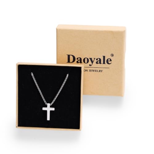 Stainless Steel Cross Necklace for Teen Boys Kids Gifts 16-20 Inch - color: Silver, size: 20Inch