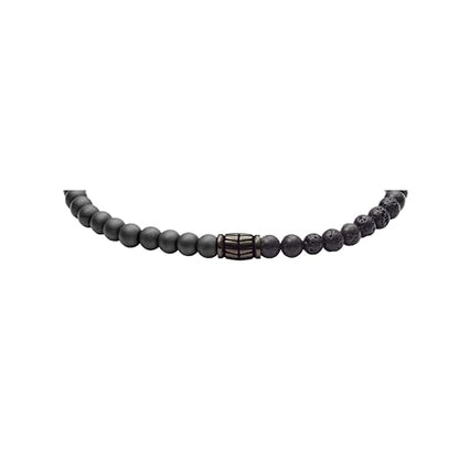 Fossil Men's Beaded Bracelet - color: Hematite/Lava