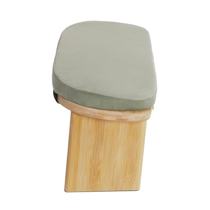 Bamboo Meditation Bench with Cushion, Folding Kneeling Meditation Bench, Portable Kneeling Chair for Kneeling or Sitting, 396.83lbs Load Max (Green) - color: Green