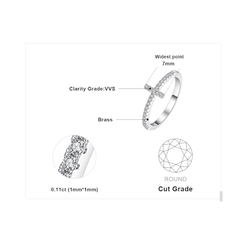 JewelryPalace 14k White Yellow Rose Gold Plated 925 Sterling Silver Rings for Women, Cubic Zirconia Promise Rings for Her, Stackable Wedding Bands Rings for Women Infinity Forever Love Knot Ring - color: 3-brass-cross Ring